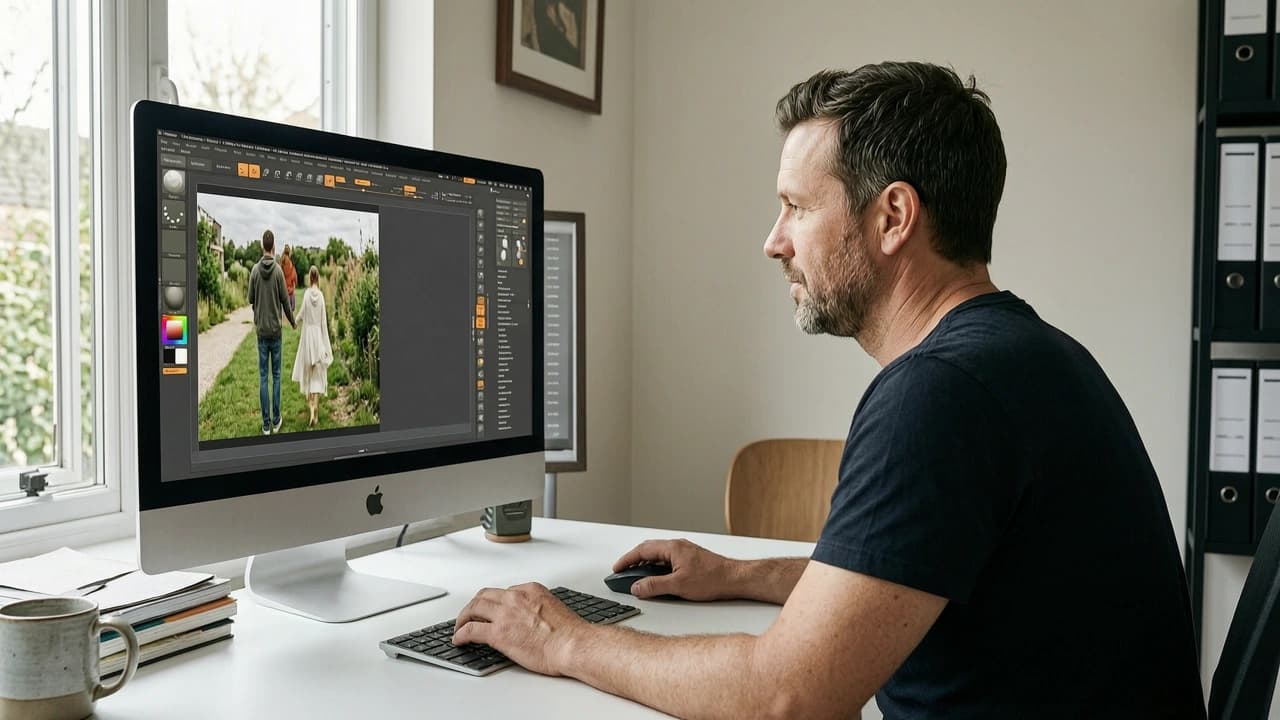 Alltägliche Benutzer, die persönliche Fotos reparieren