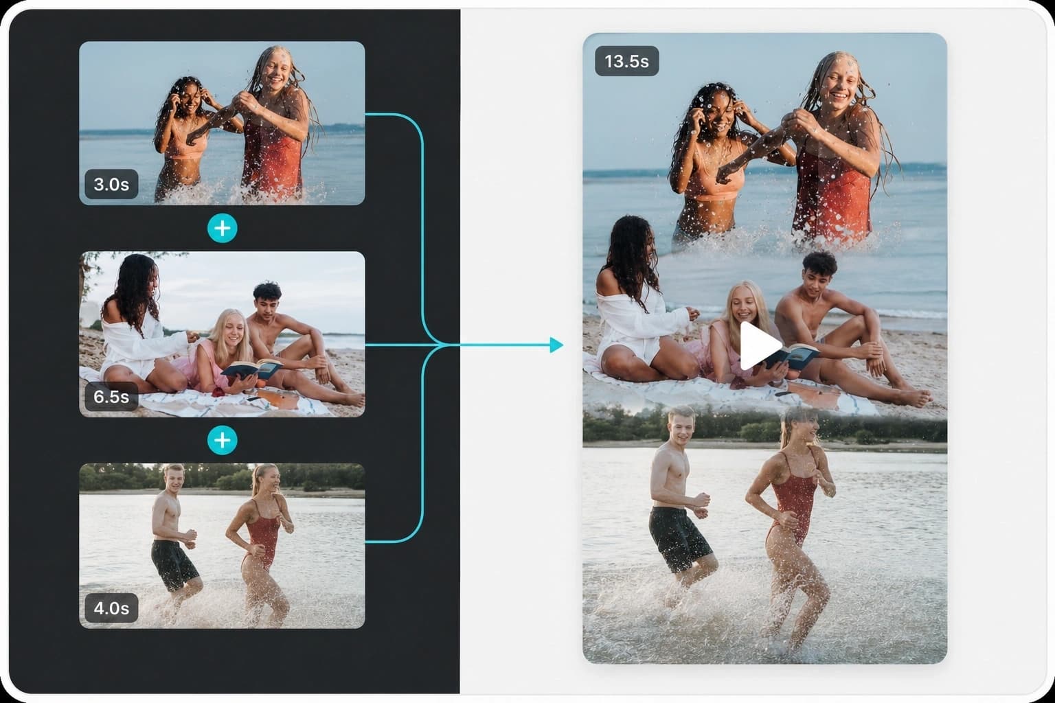 मिश्रित प्रारूपों से वीडियो क्लिप ऑनलाइन मर्ज करें